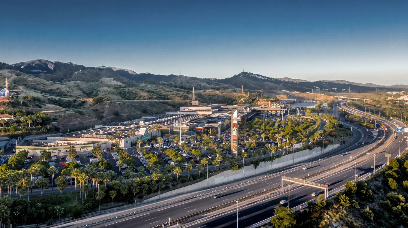 Vista aérea de La Cañada Shopping y su entorno en la Costa del Sol